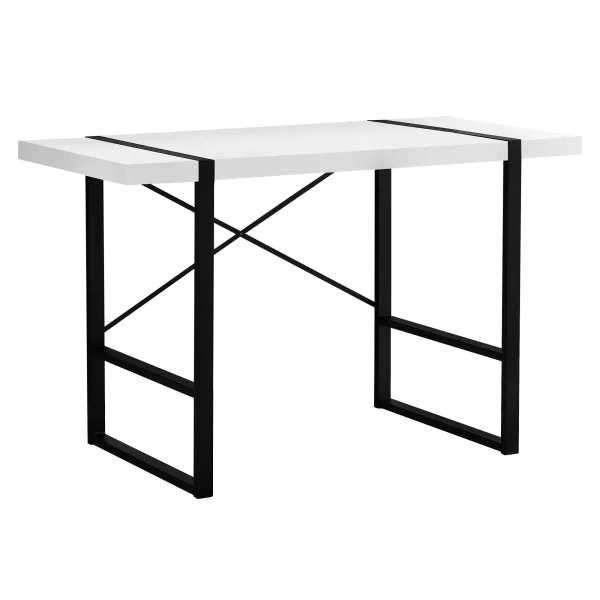 24 White and Black Computer Desk - Elegant Design for a Productive Workspace, Sturdy & Stylish