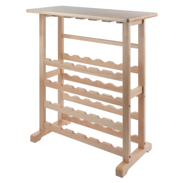 Vinny 24-Bottle Wine Rack - Natural Wood, Stylish Design with Glassware Holders & Serving Surface