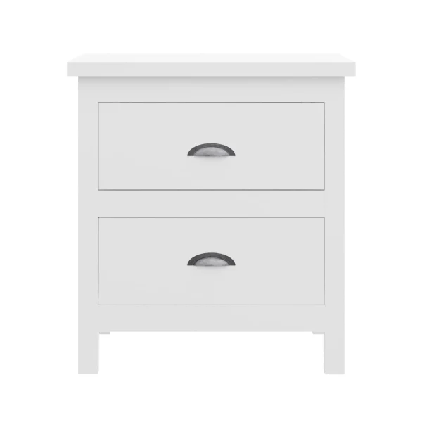 20 Chic White Two Drawer Nightstand with Solid Wood Top – Modern Design for Timeless Elegance
