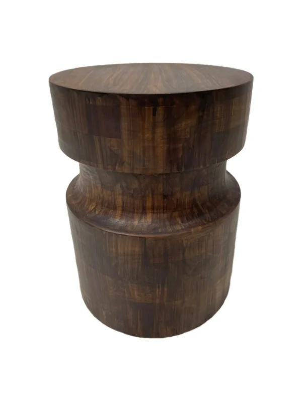 16 Brown Solid Wood Round End Table - Stylish Accent for Living Room, Bedroom, or Office Decor