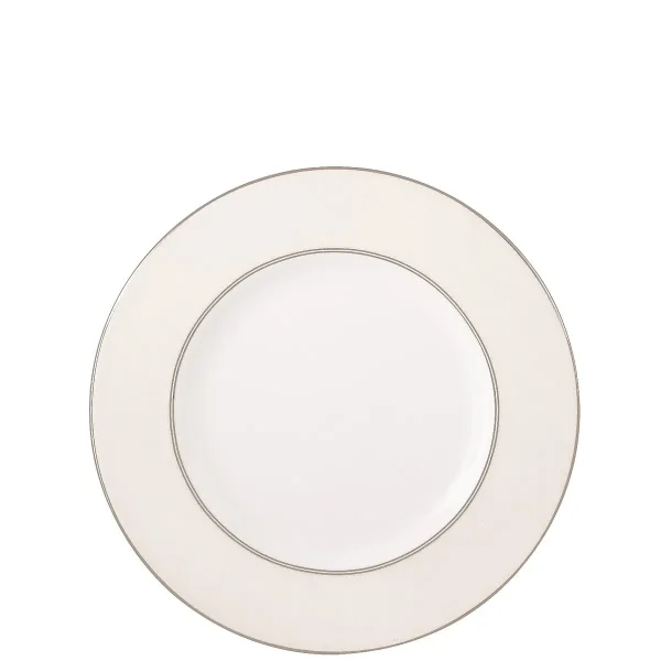 Kate Spade Cypress Point Elegant White Bone China Bread Plate, Platinum Trim, 6.3