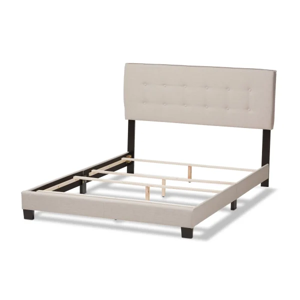 Audrey Modern Light Beige Upholstered Queen Bed with Button-Tufted Headboard & Sturdy Frame