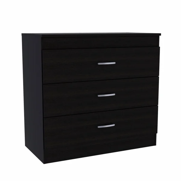 31 Black Three Drawer Dresser - Modern Minimalist Design for Cozy Bedroom Storage Solutions