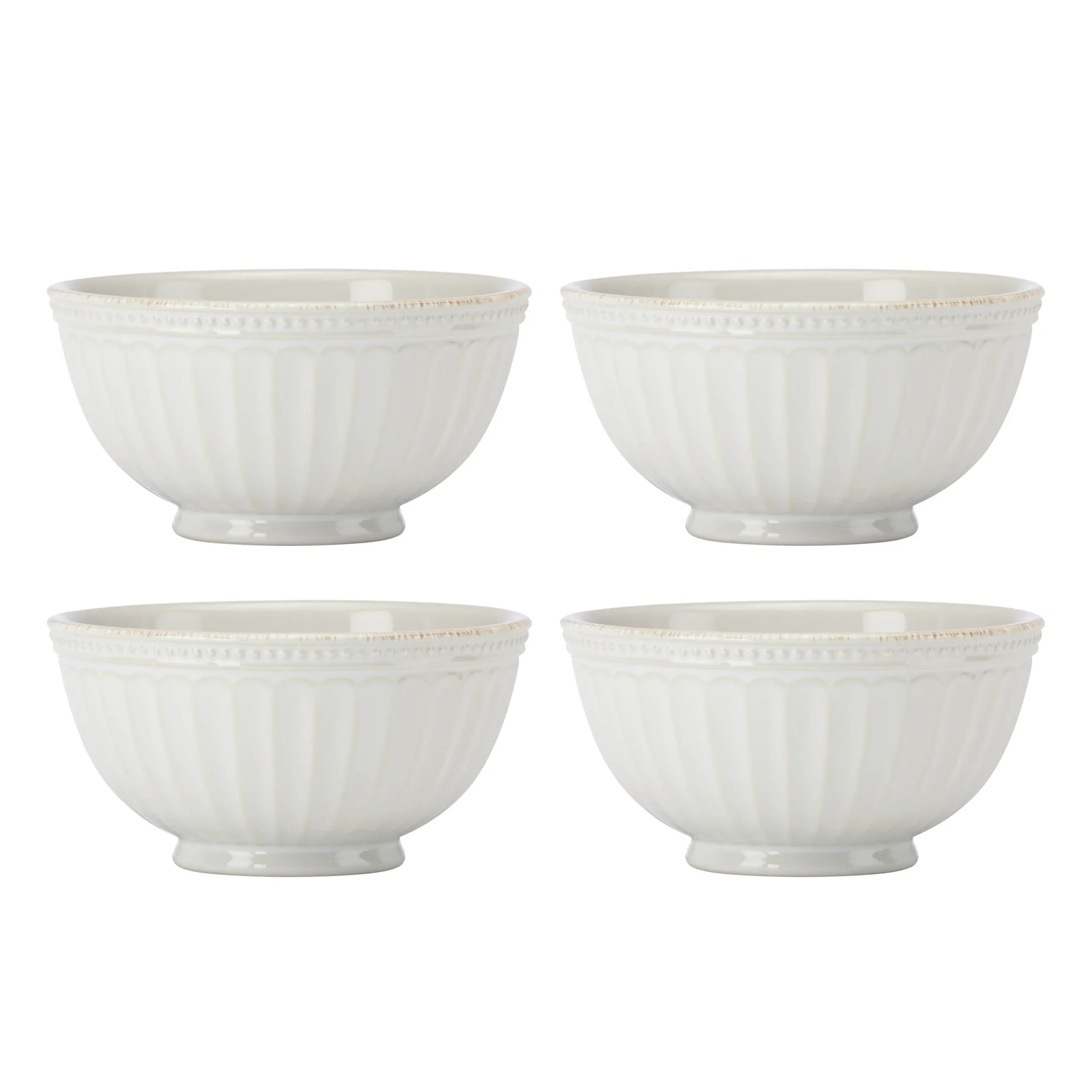 8wFrench-Perle-Groove-Stoneware-Bowls-4-Piece-Set-Textured-Bead-Design-Microwave-Safe
