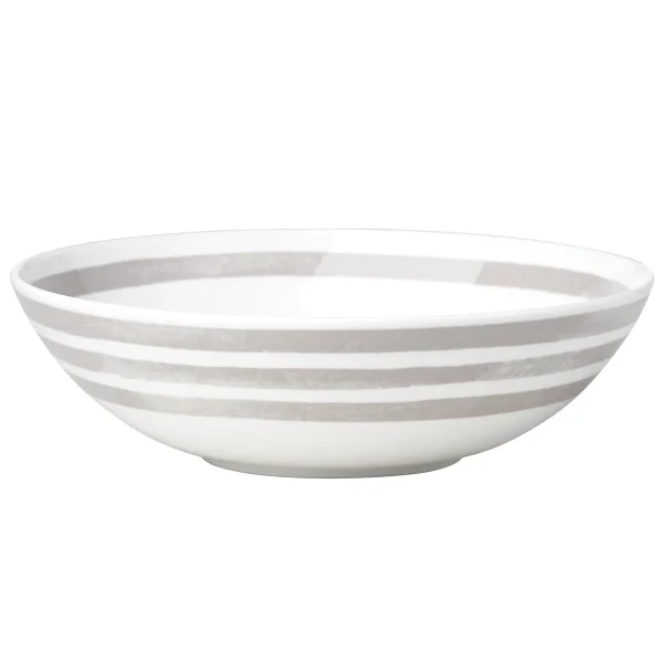 Kate Spade Charlotte Street Grey Striped Porcelain Pasta Bowl, Dishwasher Safe