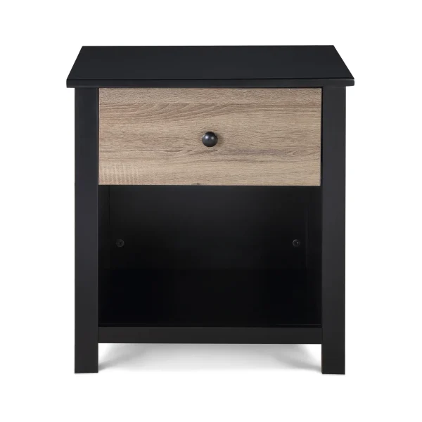24 Black and Tan One Drawer Nightstand - Stylish Bedroom Storage Solution for Clutter-Free Living
