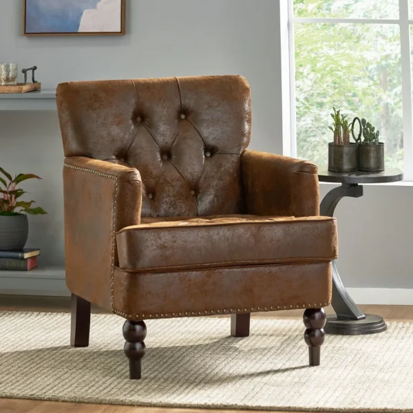 Christopher Knight Home® Malone Brown Tufted Club Chair - Stylish & Durable Microfiber Design