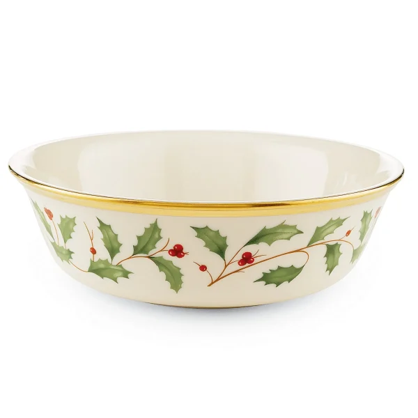 Holiday Porcelain All-Purpose Bowl with 24-Karat Gold Trim, Dishwasher Safe