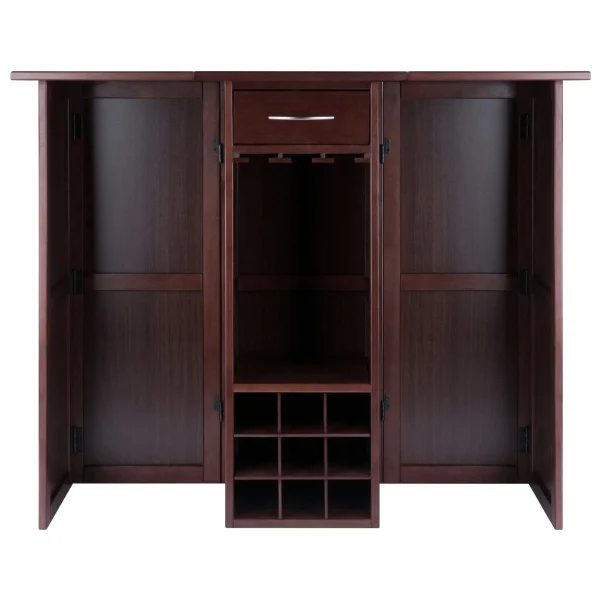 Newport Expandable Wine Bar in Walnut - Stylish Space-Saving Design for Entertaining & Storage