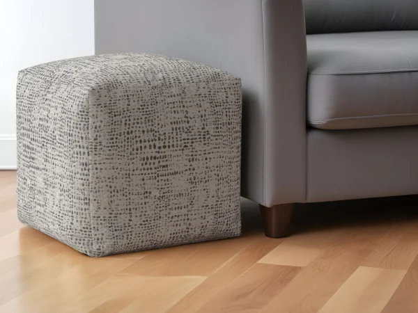 17 Beige Canvas Abstract Pouf Ottoman - Chic, Multi-Functional Seating & Stylish Foot Rest for Any Room