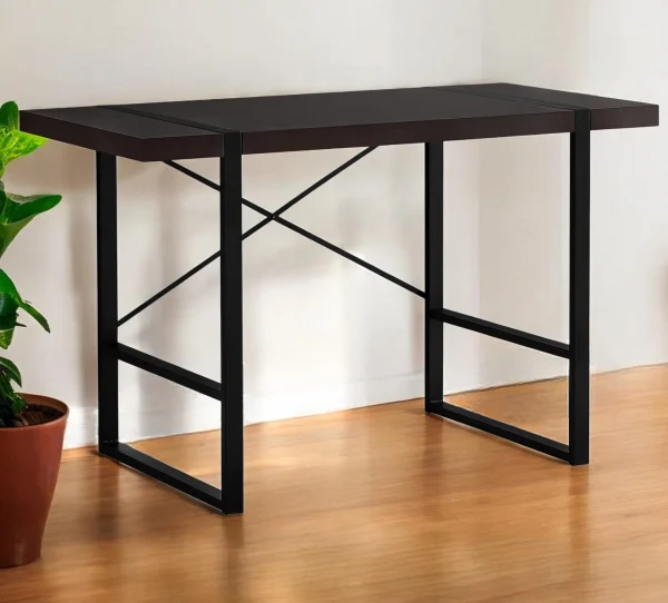 24 Dark Brown and Black Computer Desk - Stylish, Sturdy & Space-Saving Solution for Your Office