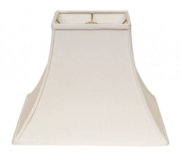 12 White Premium Square Bell Lampshade - Modern Slant Design, No Slub Cotton, Classic Piping Edges