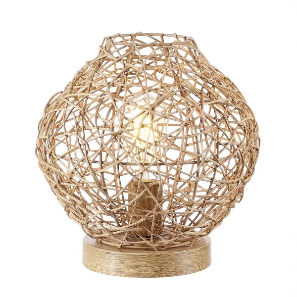 Caldera Table Lamp - Elegant Boho-Chic Rattan Design with Intriguing Light Play and Metal Base