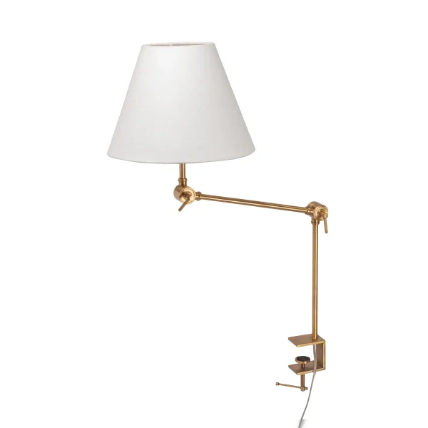 Clamp-on Desk Lamp - Elegant Brass Finish with Stylish Fabric Shade for Perfect Task Lighting