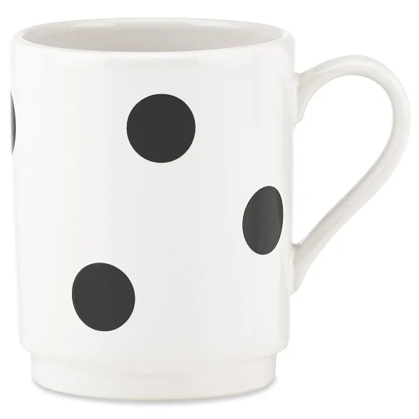 Kate Spade Deco Dot Mug: Chic White Polka-Dotted 12 oz Stoneware, Dishwasher Safe