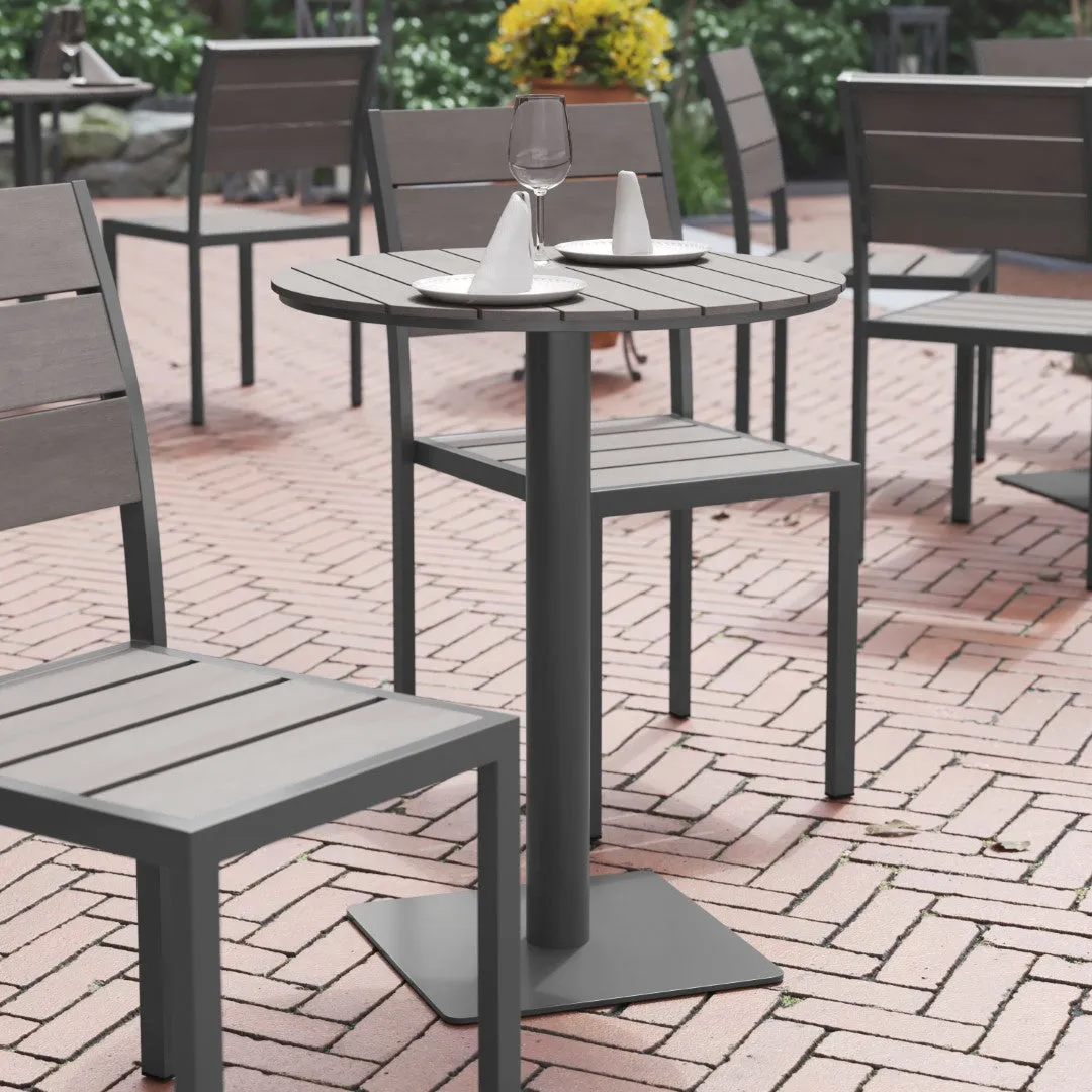 9tModern-24-Round-Faux-Teak-Patio-Table-Steel-Frame-All-Weather-Seats-2