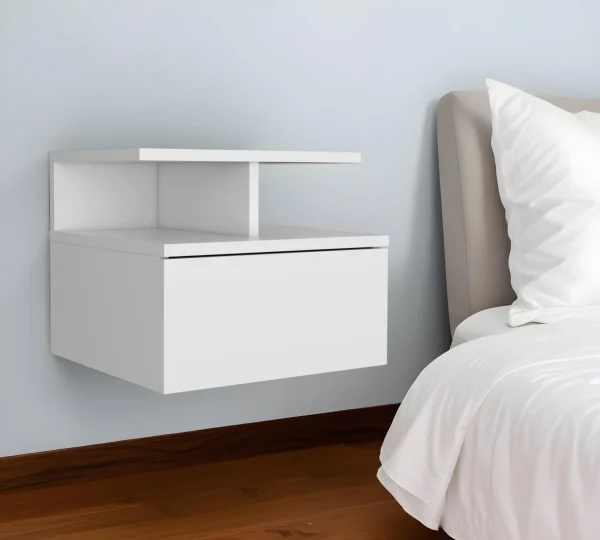 12 Wood Floating Nightstand with One Drawer – Stylish, Space-Saving Design for Modern Bedrooms