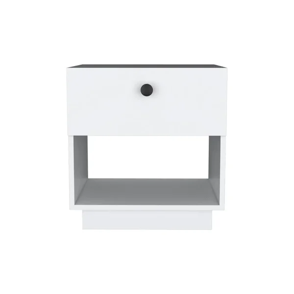 White Finish Nightstand Viliigili with One Drawer & Shelf, Ready-to-Assemble, 15.75 x 18.50 x 19.69