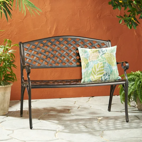 Christopher Knight Home® Cozumel Outdoor Aluminum Bench, Antique Copper Finish - Seats 2