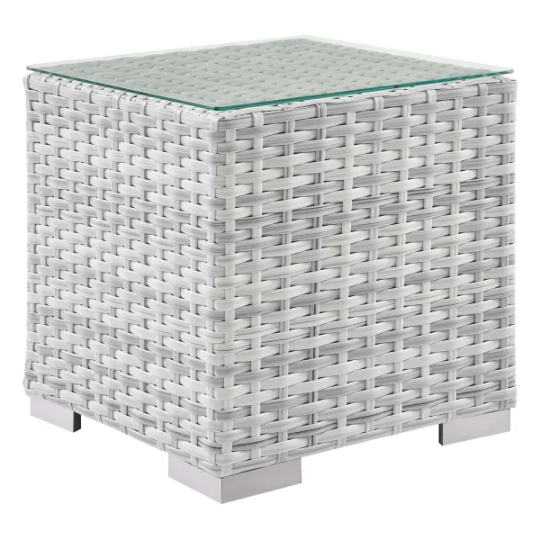 Convene Stylish Outdoor Patio Side Table - Synthetic Rattan, UV Resistant, Pre-Assembled Design
