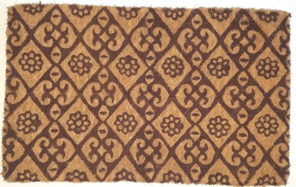 18 Durable Brown Coir Floral Outdoor Door Mat - Eco-Friendly, Stylish Entryway Welcome Accessory