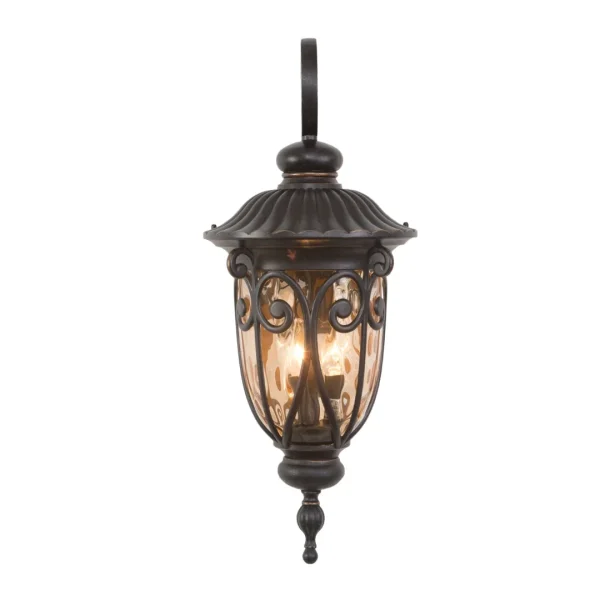 Viviana 3 Light Exterior Fixture in Oil Rubbed Bronze with Gold Stone Glass - Energy Efficient Style