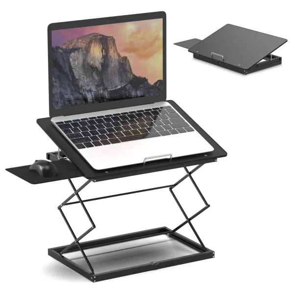 Black Ergonomic Compact Folding Laptop Desk Stand with Removable Mousepad for Comfort Anywhere