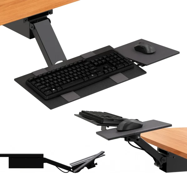 Black Ergonomic Under Desk Keyboard Tray for Sit-Stand Desks - Adjustable, Durable, and Comfortable