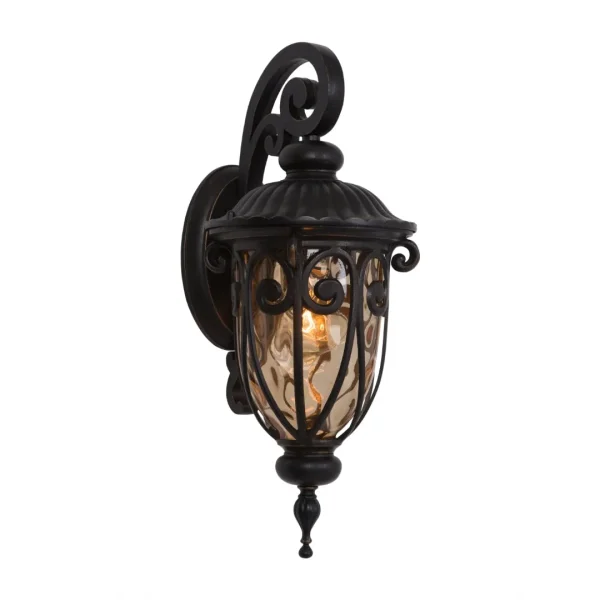 Viviana 1-Light Exterior Lamp in Oil Rubbed Bronze with Gold Stone Glass – Energy Efficient & Durable